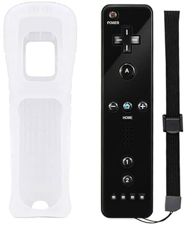 Wevesa Wii Remote Controller for Nintendo Wii & Wii U - Wireless Gamepad with Silicone Case & Wrist Strap (Black)