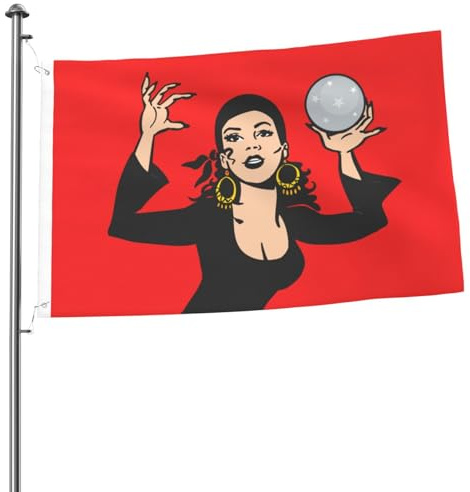 Jardín Bandera Adivina Gitana Banderas Con Ojales Resistente A La Intemperie Reforzada Banderas De Verano, Para Balcón, Exterior, Fiesta, 90x150cm