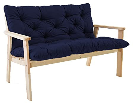 Navy Blau Outdoor Schaukel Bankkissen mit Rückenlehne 2-3 Sitzer Ersatz rutschfest für Liege Terrassenmöbel Gartenstühle 120x100x8cm