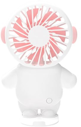 Uikdjgu Ventilador Pequeño Portátil con Carga USB, Diseño de Astronauta Rosa, con Cargador, Verano para Estudiantes y Oficinistas.