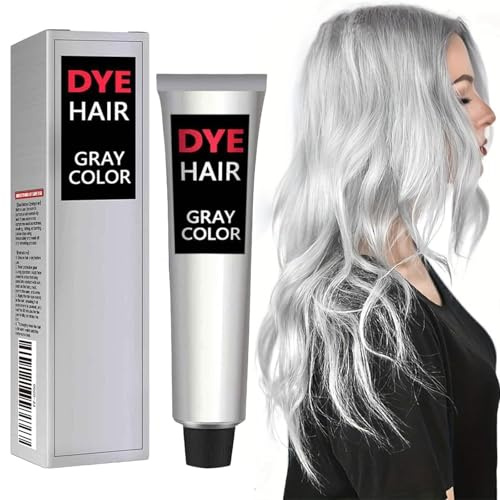 Tintura Per Capelli Grigi,Crema Colorante Argento Grigio Chiaro,Crema Colorante per Capelli Grigi,Silver Grey Permanent Hair Color Cream,Natural Unisex Hair Dye Light Gray Silver Color Cream