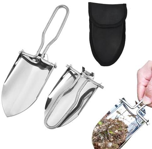 Shovel Stainless Steel Foldable,Portable Folding Camping Shovel With Carry Case,Foldable Mini Shovel With Cover Lightweight For Outdoor Hiking And Fishing,1 Piece.