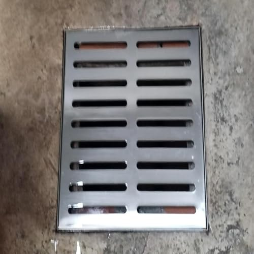 Stainless Steel Square Drain Cover for Outdoor Use - 40x20cm Drain Grate for Yard Patio Driveway Landscaping Garden Floor Drain with Frame