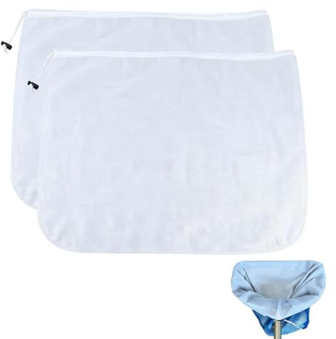 2pcs Ultra Fine Mesh for Pool Skimmer Net Replacement, Swimming Skimmer Insert Adjustable 26x22In Deep Net Leaf Rake Pool Vacuum Bag for Cleaning Spa Ground Pool Hot Tub Sand Pollen Tree Dust Pet Hair