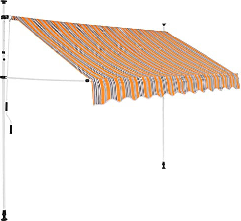 vidaXL Markise Einziehbar Handbetrieben Wasserabweisend Sonnenschutz Klemmmarkise Balkonmarkise Terrasse Balkon Garten 300cm Gelb Blau Gestreift