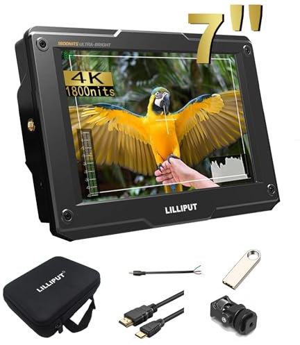 LILLIPUT H7S 7 Ultra-Helligkeits-On-Camera-Monitor mit 3G-SDI und 4K HDMI, Full HD-Auflösung und sichtbarem LCD bei Sonnenlicht Field Monitor (3G-SDI&4K HDMI)【Ohne Batterie】