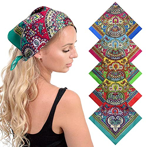 Basic Sense Multifunctional Paisley Cotton Bandana for Men Women | Headwear Scarf Handkerchief, Combo