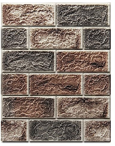 Art3d 30-Pack 3D Wall Panels Peel and Stick in Grey Brown, Self Adhesive Waterproof Faux Foam 3D Brick Wallpaper for Living Room, Bedroom, Interior Decoration (43.3 Sq.Ft)
