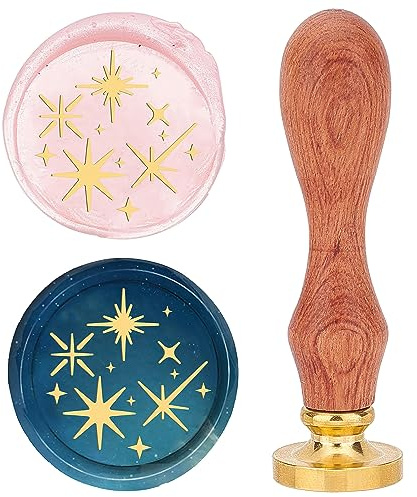 craspire Stern-Wachssiegelstempel, 25 mm, Siegelwachsstempel, Retro-Palisandergriff, Abnehmbarer Messingkopf Für Hochzeitseinladungen, Umschläge, Halloween, Weihnachten, Erntedankfest