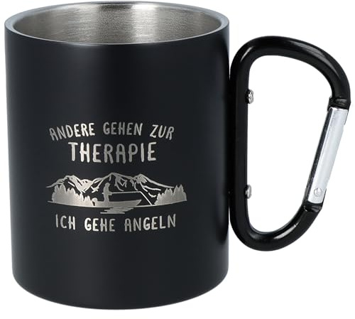 Spruchreif | Doppelwandige Edelstahltasse mit Karabinerhaken und hochwertiger Gravur | Outdoor-Genuss pur | Geschenk für Angelfreunde | Robust & Stilvoll | Anglergeschenk| Anglermotiv | Angeln