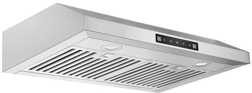 EVERKITCH Range Hood 30inch Under Cabinet, 600CFM Kitchen Vent Hood with Gesture/Touch Control and Permanent Stainless Steel Filters, Ducted Vent, Top and Rear Vents
