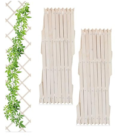 Relaxdays Grigliato in Legno per Rampicanti Allungabile 180x30 cm, Set 3 Tralicci Piante da Giardino e Balcone, Bianco