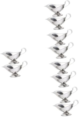 ULTECHNOVO 10pcs Stainless Steel Gravy Boat Sauce Cup Serving Dish Gravy Jug Thanksgiving Accessory