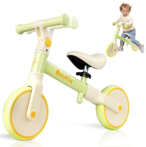 Bautia Balance Bike for 2 Year Old, Toddler Baby Bicycle with Adjustable Seat & Handlebar, No Pedal Training Walking Bike Boys Girls Gift Age 18 Month+ (Green)