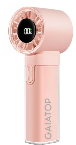 Gaiatop Portable Handheld Turbo Fan, 1-100 Adjustable High Speeds, 3-20Hrs Cooling Times, 4800mAh USB Rechargeable Portable Small Hand Fans with Lanyard for Outdoor, Travel, Home, Office, Pink