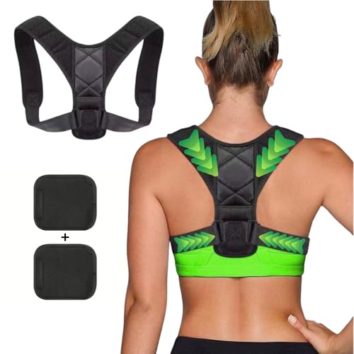 UKIUAN Corrector Postura Ajustable para Espalda Unisex - Corrector de Espalda con 2 suaves Almohadillas Protectoras - Alivio dolor Espalda y Cervicales