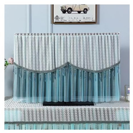 XFYESL TV Dust Cover Cover TV Covers Outdoor Dust Proof and Breathable TV Dust Cover Lace Power on Without Removing TV Cover Hanging Curved Tabletop Lace Covers(Color05,160x98cm)