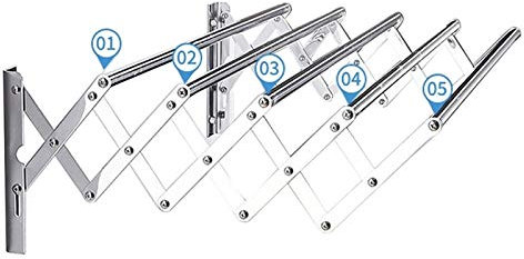 Handtuchhalter, zusammenklappbar, aus Edelstahl, zur Wandmontage, Handtuchhalter, Teleskop-Handtuchhalter für Küche, Bad oder Toilette, 5 Stangen für drinnen und draußen, 70 cm (90