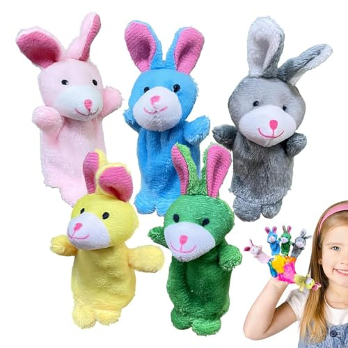 Mossette a dita per bambini, pupazzi dita,Set di giocattoli per Bunny Finger per 5 - Set di pupazzi di giocattoli a mani morbide per genitori della famiglia dei genitori della famiglia