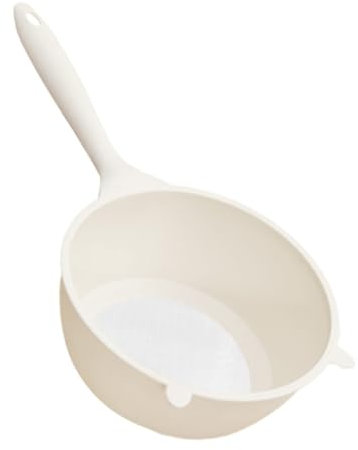 SOLUSTRE Colador Escurridor De Arroz Grande De Malla Fina De Plástico Crema Blanca, Reutilizable, Multifuncional Para Cocina y Lavado De Frutas y Verduras