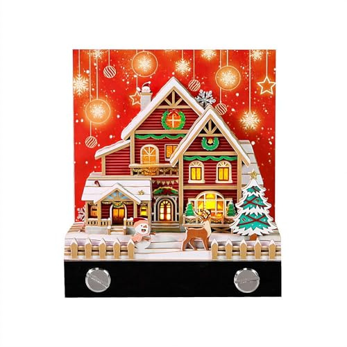 Calendrier 3D 2026, bloc-notes 3D 2026, maison de Noël créative en papier à déchirer, bloc-notes avec lumière LED pour décoration de Noël