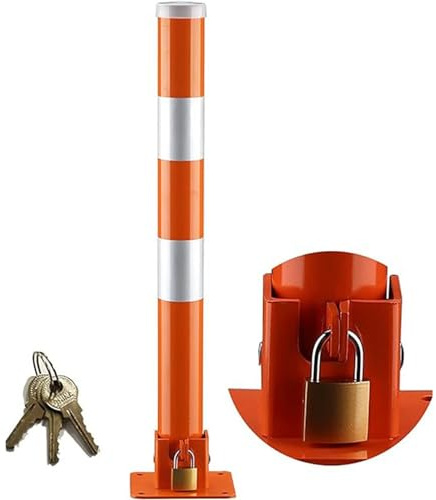 OWOHYG Barrière de stationnement Pliable avec Cadenas, borne de sécurité Pliable pour Parking, Aide au stationnement pour Garage, borne de stationnement Rabattable pour entrée de Garage
