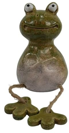 itsisa Kantenhocker Frosch mit Füßen H:12 cm aus Keramik - Deko Garten, Tierfigur Kantensitzer, Dekofigur, Gartendeko Frösche, Gartenfigur