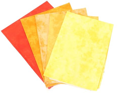 Haofy Bomullsquilttyg Mjukt Smutsfärgat 19,7 Tum X 17,7 Tum för Gör-det-själv-pyssel och Heminredning - Patchwork-tyg 5-pack Lättskuret (Röd och gul)