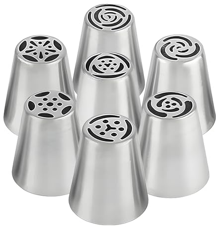 Flower Piping Nozzles, 7 Pcs Cake Piping Icing Tips Stainless Steel Flower Frosting Nozzle Set for Cupcakes Cake Decorating
