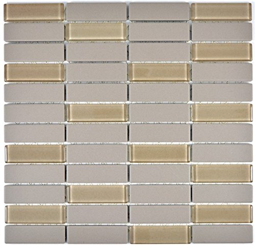 Mosaïque en céramique gris clair non laqué pour mur de salle de bains - Plaque mosaïque - 10 tapis en mosaïque