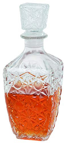 Glas-Karaffe mit Glasverschluss für Whiskey, Cognac, Likör Whisky-Dekanter Whiskyflasche Dekantierer 900 ml, 23x9x9cm