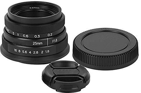 EBTOOLS Lentille focale Fixe Portrait, 25 mm f1.8 M43 Objectif Manuel sans Miroir pour Appareil Photo Mirrorless