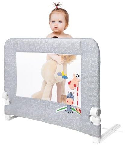 Interbaby Sicherheitsgitter für Kinder, klappbar, 90 cm, Bettgitter für Kinder zwischen 18 Monaten und 5 Jahren, einfache Installation, sicher, kompatibel mit Ausziehbetten | Giraffe