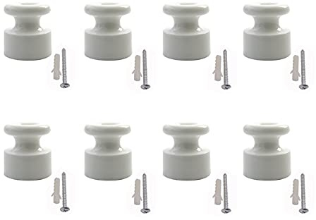 8 Unides Aisladore de Porcelana para Cable Textil para Instalación Eléctrica Vintage,Diámetro:20 mm
