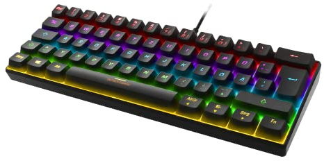 DELTACO GAMING DK430 – mekaniskt speltangentbord (RGB-belysning, 60%, röda brytare, tysk layout QWERTZ) – svart