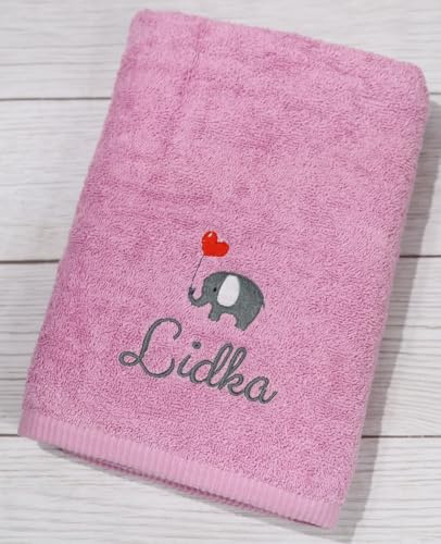 Generisch ★ Handtuch mit Namen und Motiv Bestickt ★ Duchtuch ★ Geschenk ★ Badetuch ★ 500 g/m2 ★ (70 x 140 cm, Lila)