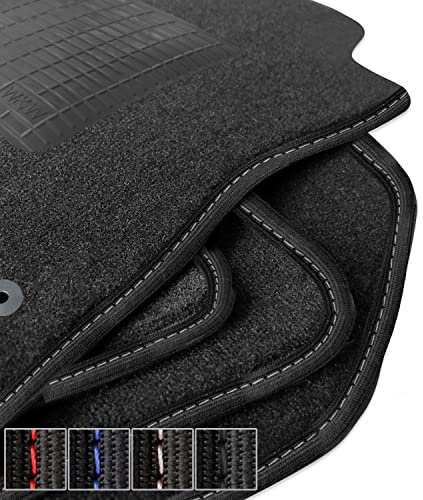 moto-MOLTICO Premium Auto Velours Autoteppiche Schwarz | Automatten passend für Opel Corsa-e Mokka-e Peugeot e-208 e-2008 Citroen e-C4 - Weiße