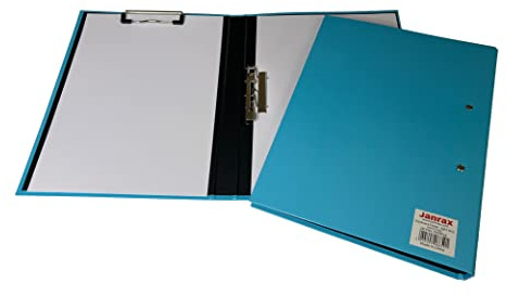 Janrax Hellblau A4 Klemmbrett Dokumentenklemme Aktenordner - aufklappbare laminierte Platte mit Metallclip und Klemme