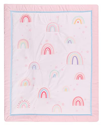 HMtideby Baby Toddler Blanket Quilt Cot Comforter Crib Baby Quilts for Boys and Girls Nursery Bed Throw Blanket 84x107cm-Pink Rainbow