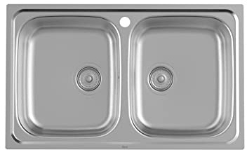 Roca A872801A01 Fregadero 2 Cubetas, Victoria 80, Acero Inox, Acero Inoxidable