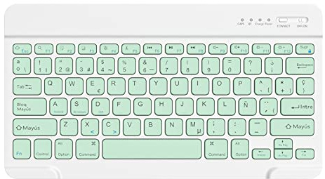 HZD Teclado Bluetooth Español, Light Teclado Inalámbrico Portátil, QWERTY