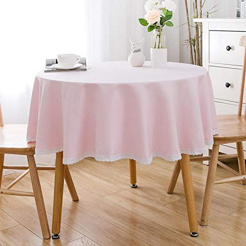 XQSSB Tischdecke aus Kunststoff Premium Rechteckige Cotton and Linen Breathable Tischabdeckung Gartentischdecke Pink 100cm Round Diameter