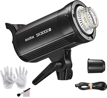 Godox SK300II-V Studio Flash Light 300Ws Power GN58 5600±200K Strobe Light Built-in 2.4G Wireless X System with LED Modeling Lamp for Wedding Portrait Fashion Advertising Photography