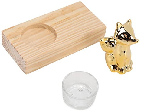 Tyenaza Portavelas Tealight, Adornos De Portavelas De Madera Románticos Dorados Decorativos De Cerámica De Vidrio De Nogal para Sala De Estar, Oficina, Estudio, Dormitorio