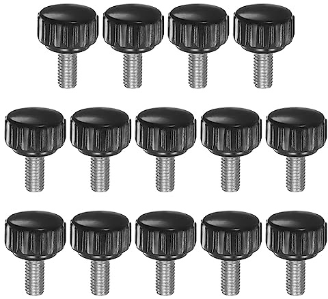 sourcing map Rändelknäufe M5 x 10 mm Außengewinde, 16 mm Kopf, Kunststoff, metrische Klemmknöpfe, Griffe, Rändelschrauben mit Gewindebolzen, schwarz, 14 Stück