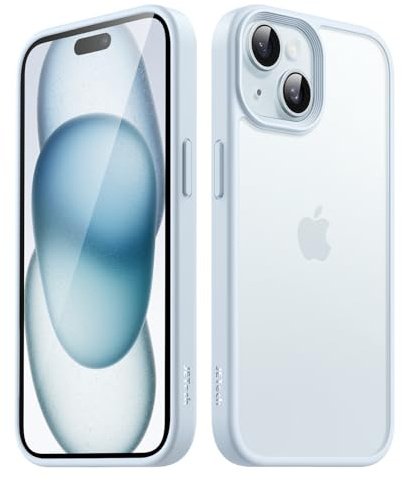 JETech Matte Hülle für iPhone 15, Blau | Robuster Schutz, Matte Rückseite, Anti-Fingerabdruck, Stoßfestes Design