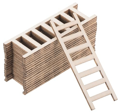 PATIKIL 2.4 Miniature Bois Échelle, 20 Paquet Mini Bois Maison Poupée Droit Échelles DIY Artisanat Accessoires, Naturel Couleur