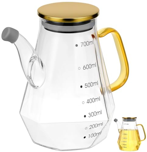 OSALADI Sojasaucenflasche Ölspender Aus Glas 6.10X4.33X4.33In Präziser Ausgießer Für Küchenöl Essig Saucen Ölbehälter Praktisch Leicht Zu Reinigen