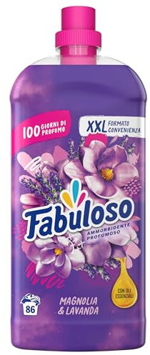 Fabuloso Ammorbidente Concentrato Profumato Magnolia & Lavanda 1,9L | Fragranza che Dura per Settimane* | Fragranza Attivata dal Movimento | Rende i Capi Più Facili da Stirare** | 86 Lavaggi