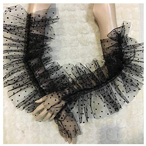 SePkus Damen-Handschuh, elegant, weiß, Punktdruck, Netzstoff, Damen-Sommer-Sonnenschutz-Spitzenhandschuh (Farbe: Weiß) (Schwarz)